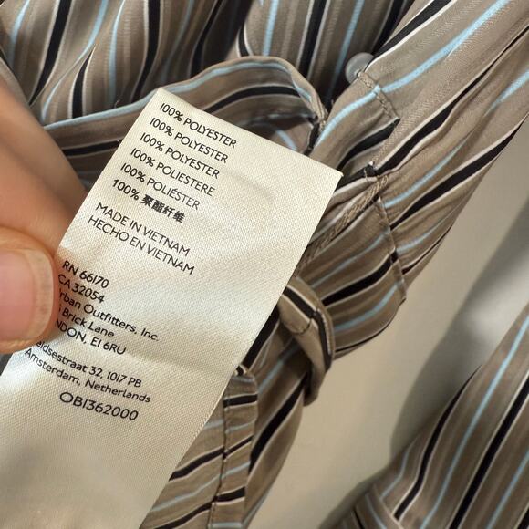 Free People Women's Arlo Top Blouse Long Sleeve Wrap Stripe Medium Gray Blue - Picture 8 of 8